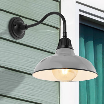Aurora 12.25" Farmhouse Industrial Indoor/Outdoor Iron LED Gooseneck Arm Outdoor Sconce